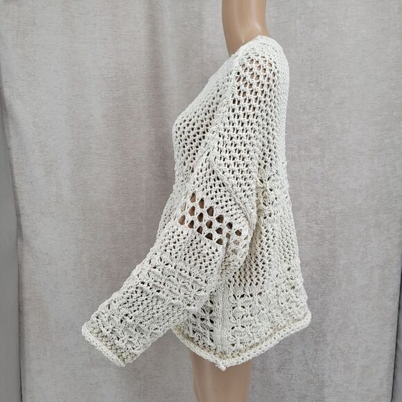 Zara The Bucket List Cream Loose Knot Boxy Sweater Women's Size Medium - Picture 4 of 9